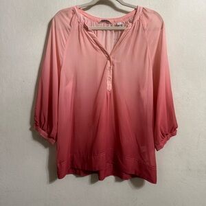 NY&C Relaxed Pink 3/4 Sleeve Tunic with Buttoned Neckline size M NWT
